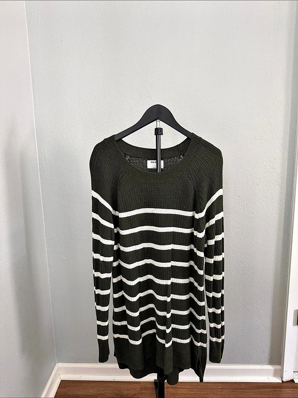 Old Navy Seaside Cotton Shaker Oversized Tunic Sweater Striped Crew Neck Sweater